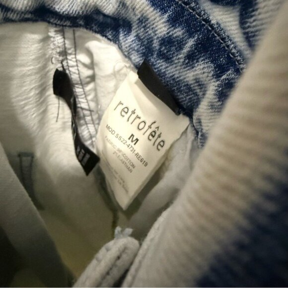 Retrofête Denim Monet Jumpsuit Size Medium Acid Wash Blue White - Picture 5 of 8